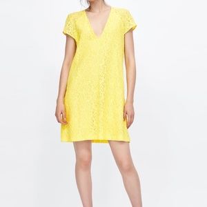 NWT Zara Yellow Lace Dress Medium